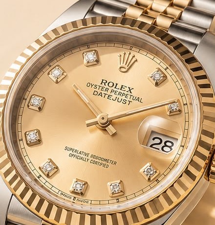 Mostrador de relógio Rolex com diamantes